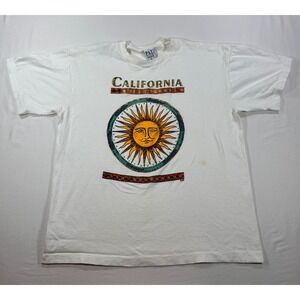Vintage PSI California Sun Graphic T-Shirt White XL Made in USA Cotton Tee
